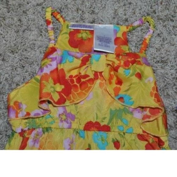 *Sun Dress Blueberi Blvd sz 5 Yellow Floral Summer Easter Sleeveless Scoop Girls - Picture 3 of 5